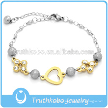 New Design Stainless Steel Women's Bracelet Jewelry With Heart Charm And Crystal